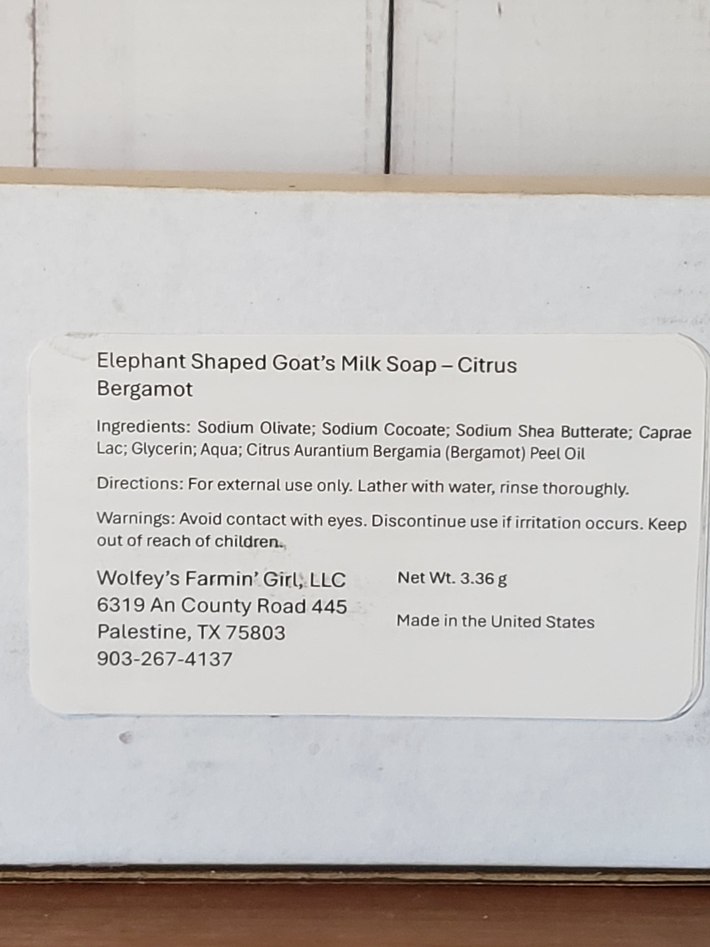 Elephant Shaped Goat's Milk Soap - Citrus