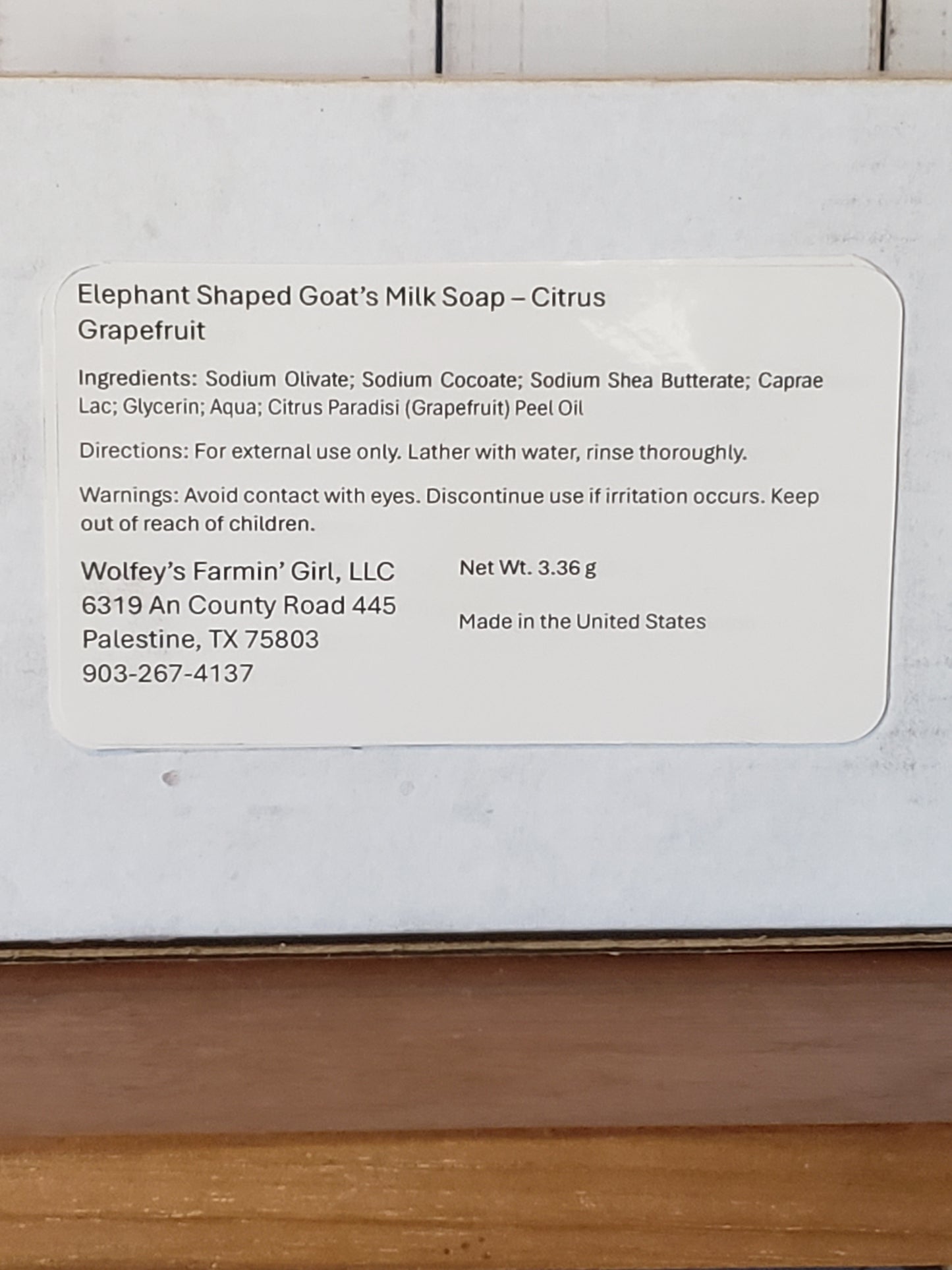 Elephant Shaped Goat's Milk Soap - Citrus