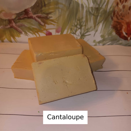 4 pack of handmade cantaloupe scented goat soap