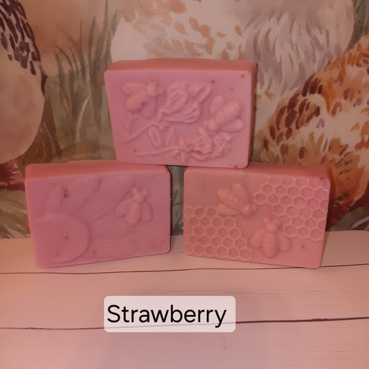 4 pack - Handmade Strawberry Scented Goat's Milk Soap